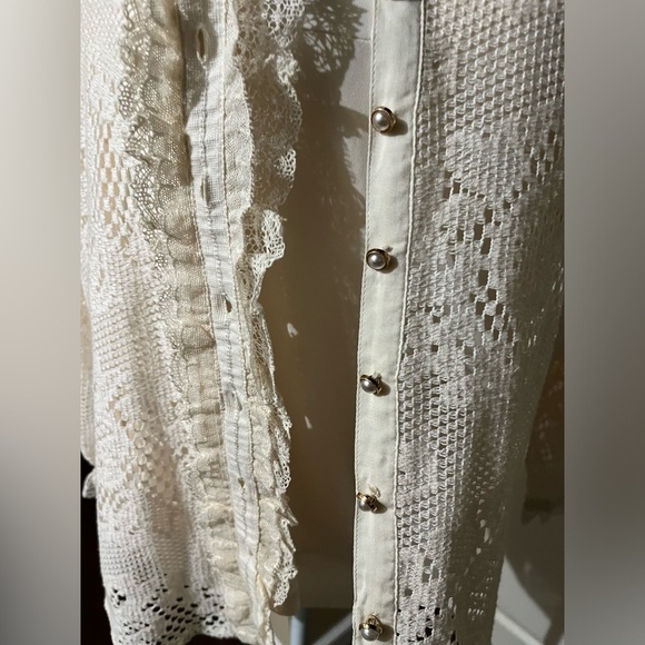 JOHNNY WAS The Classic Betty Blouse Floral Pattern Lace w Cami Cream New W Tags - Picture 4 of 14